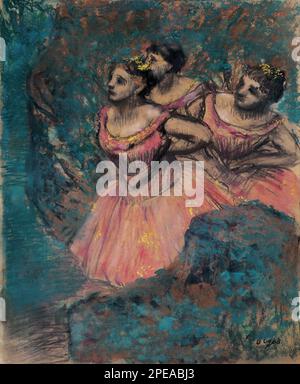 Trois danseurs en costume rouge 1896 par Edgar Degas Banque D'Images