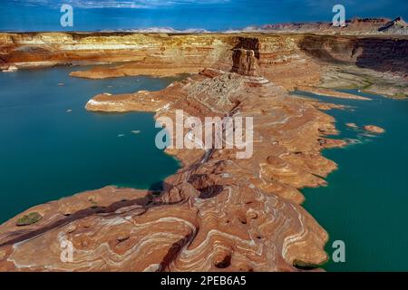 Géologie exposée de Glen Canyon - Lac Powell Banque D'Images