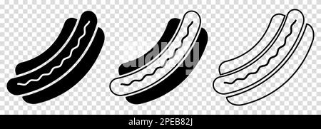 Ensemble d'icônes Hot dog. Illustration vectorielle isolée sur fond transparent Illustration de Vecteur