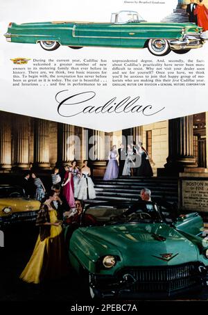 Publicité Cadillac 56 dans un magazine NatGeo septembre 1956 Banque D'Images