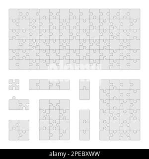 Différentes tailles de puzzle. Gabarits de pièces de scie sauteuse vierges pour la conception de jeux, jouet de travail d'équipe avec divers éléments assortis ensemble. Ensemble de vecteurs. Équipe de loisirs Illustration de Vecteur