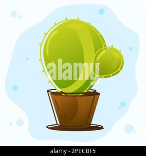 Cactus verts dans un pot brun Illustration de Vecteur