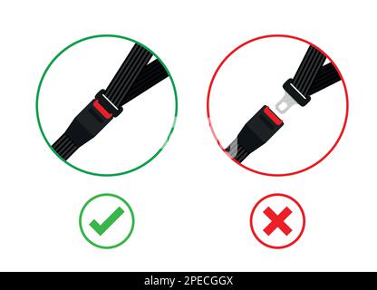 Illustration vectorielle créative de la ceinture de sécurité, ceinture ouverte et fermée isolée sur fond transparent. Bracelet de route au design artistique. Concept abstrait Illustration de Vecteur