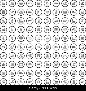 ensemble de 100 icônes d'aviation. Illustration de contour de 100 icônes d'aviation ensemble de vecteur isolé sur fond blanc Illustration de Vecteur