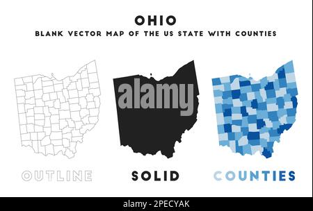 Carte de l'Ohio. Borders of Ohio pour votre infographie. Forme de l'état du vecteur US. Illustration vectorielle. Illustration de Vecteur