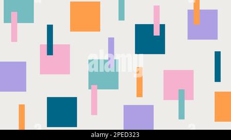 Toile de fond géométrique abstraite avec carrés colorés et blocs de couleurs. Arrière-plan horizontal ludique. Modèle tendance pour papier peint, bannière, présentation Illustration de Vecteur