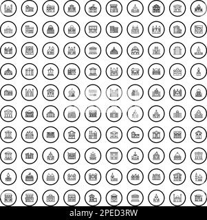 ensemble de 100 icônes d'architecture.Illustration de 100 icônes d'architecture ensemble de vecteurs isolé sur fond blanc Illustration de Vecteur