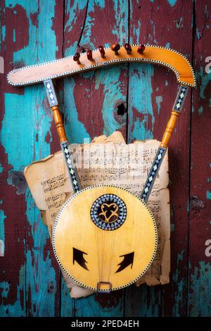 Egyptien Harp musical Still Life Banque D'Images