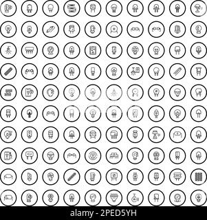 jeu de 100 icônes d'électricité.Illustration de 100 icônes d'électricité ensemble vectoriel isolé sur fond blanc Illustration de Vecteur