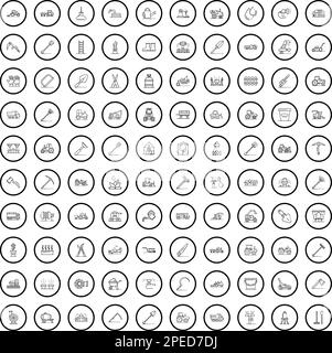ensemble de 100 icônes d'exploitation. Illustration de 100 icônes de ferme ensemble de vecteurs isolé sur fond blanc Illustration de Vecteur