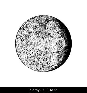 Planète Mercure. Espace astronomique de la galaxie. Gravé à la main, dessiné dans un ancien croquis, style vintage pour l'étiquette. Illustration de Vecteur