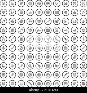 jeu de 100 icônes de cuisson. Illustration de 100 icônes de cuisson ensemble vectoriel isolé sur fond blanc Illustration de Vecteur