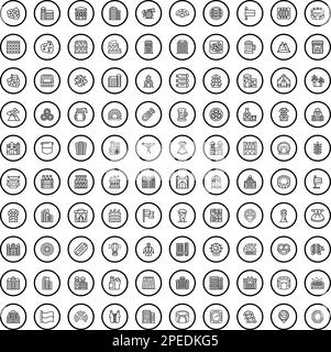 ensemble de 100 icônes pour l'europe. Schéma illustration de 100 icônes europe ensemble de vecteurs isolé sur fond blanc Illustration de Vecteur