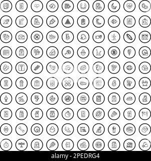 ensemble de 100 icônes de régime. Illustration de 100 icônes de régime ensemble de vecteurs isolés sur fond blanc Illustration de Vecteur