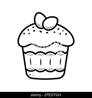 Gâteau de Pâques. Icône simple dessinée à la main dans le style d'esquisse. Illustration vectorielle isolée en style de ligne doodle. Illustration de Vecteur