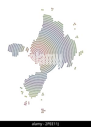 Carte en pointillés Sark. Forme de style numérique de Sark. Icône technologique de l'île avec points en dégradé. Illustration vectorielle vibrante. Illustration de Vecteur