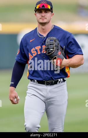 15 mars 2023, North Port FL États-Unis; le premier baseman d'Astros de Houston, Luke Berryhill (78), se dirige vers le dugout lors d'un match d'entraînement de printemps de la MLB contre le Banque D'Images