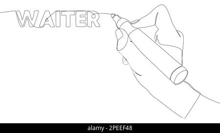 Une ligne continue de texte de serveur écrit avec un crayon, feutre stylo-feutre. Concept de vecteur d'illustration à trait fin. Dessin de contour idées créatives. Illustration de Vecteur