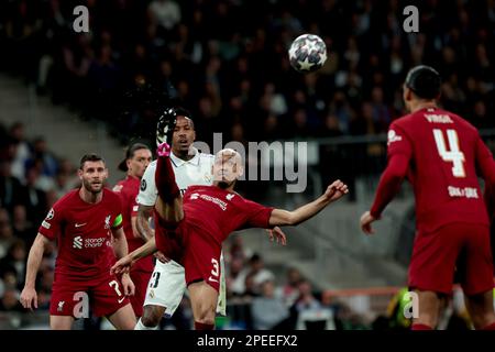 Madrid, espagnol. 15th mars 2023. Madrid Espagne; 03.15.2023.- joueur de Liverpool Fabinho. Real Madrid vs Liverpool ronde de 16 jour de match 2 de 2 dans la Ligue des Champions. Stade Santiago Bernabeu dans la capitale du Royaume d'Espagne. Note finale 1-0 résultat global 6-2 crédit: Juan Carlos Rojas/dpa/Alamy Live News Banque D'Images