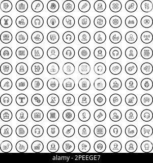 ensemble de 100 icônes de profession. Illustration de 100 icônes de profession ensemble de vecteur isolé sur fond blanc Illustration de Vecteur