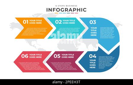 Motif graphique vectoriel avec icônes et 6 options ou étapes. Infographies pour le concept d'entreprise. Peut être utilisé pour les bannières de présentations, la mise en page de flux de travail, Illustration de Vecteur