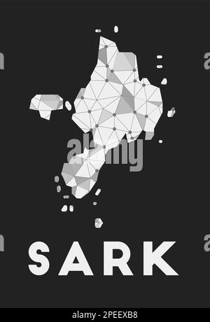 Sark - carte du réseau de communication de l'île. Design géométrique tendance Sark sur fond sombre. Technologie, Internet, réseau, concept de télécommunication. Illustration de Vecteur