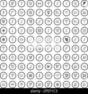 100 icônes météo définies.Illustration de 100 icônes météo ensemble de vecteurs isolés sur fond blanc Illustration de Vecteur