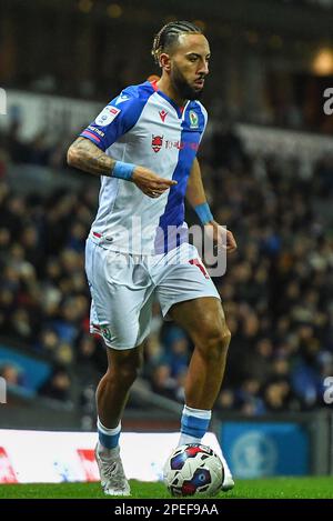 Blackburn, Royaume-Uni. 15th mars 2023. Sorba Thomas #14 de Blackburn Rovers pendant le match de championnat Sky Bet Blackburn Rovers vs Reading à Ewood Park, Blackburn, Royaume-Uni, 15th mars 2023 (photo de Ben Roberts/News Images) Credit: News Images LTD/Alay Live News Banque D'Images