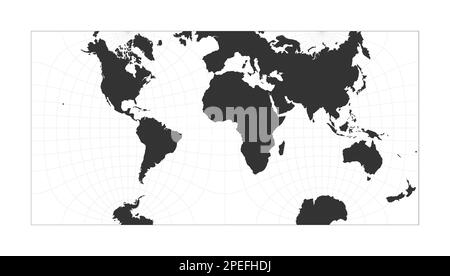 Carte du monde. Projection hémisphérique Guyou-in-a-Square. Globe avec réseau de latitude et de longitude. Carte du monde sur des méridiens et parallèles en arrière-plan. VEC Illustration de Vecteur