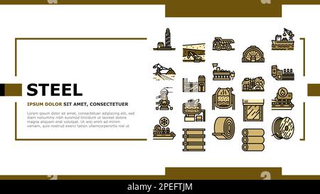 industrie de la production d'acier vecteur de tête d'atterrissage en métal Illustration de Vecteur