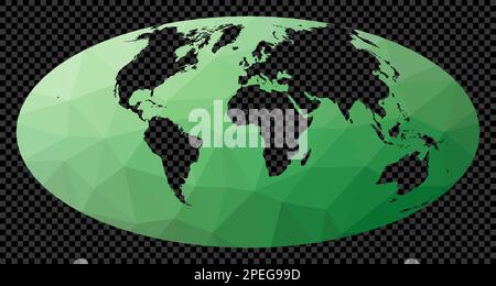 Carte du monde numérique transparente. Projection Aitoff. Carte polygonale du monde sur fond transparent. Globe géométrique en forme de pochoir. Vecto attrayant Illustration de Vecteur