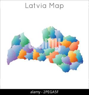 Carte poly basse de la Lettonie. Lettonie géométrique polygonal, carte de style mosaïque. Illustration de Vecteur