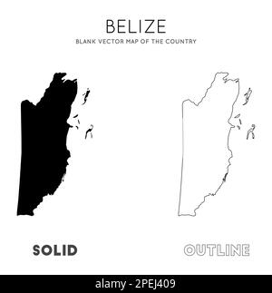 Carte du Belize. Carte vectorielle vierge du pays. Frontières du Belize pour votre infographie. Illustration vectorielle. Illustration de Vecteur