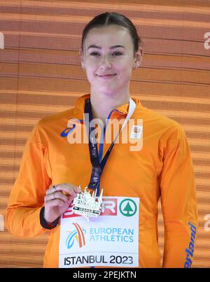 Nadine VISSER des pays-Bas Podium 60m haies femmes pendant les Championnats européens d'athlétisme en salle 2023 sur 5 mars 2023 à l'aréna Atakoy à Istanbul, Turquie - photo Laurent Lairys / DPPI Banque D'Images