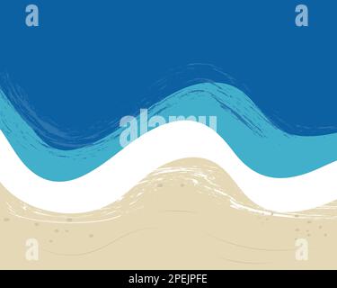 Paysage d'été dans un style plat. Mer, vagues et sable. Le concept de vacances d'été en mer Illustration de Vecteur
