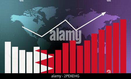 Bahreïn graphique à barres avec des hauts et des bas, des valeurs croissantes, le concept de reprise économique et d'amélioration des affaires, les entreprises rouvrent, les confli politiques Banque D'Images