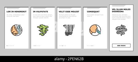 odeur fumée gaz nez arome intégration icônes définir vecteur Illustration de Vecteur