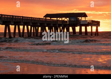 La célèbre jetée de Tybee Island en Géorgie, États-Unis Banque D'Images