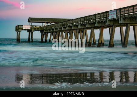 La célèbre jetée de Tybee Island en Géorgie, États-Unis Banque D'Images