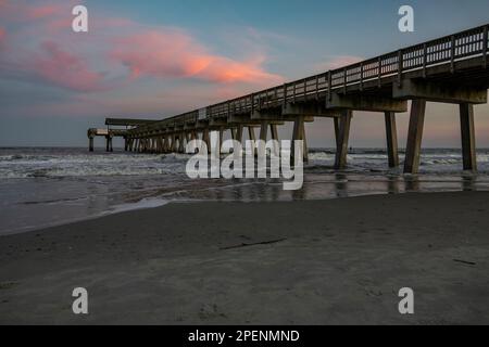 La célèbre jetée de Tybee Island en Géorgie, États-Unis Banque D'Images