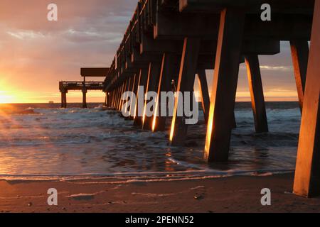 La célèbre jetée de Tybee Island en Géorgie, États-Unis Banque D'Images