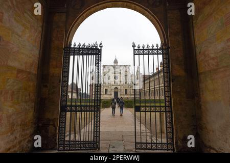 PAVIE, ITALIE, 28 DÉCEMBRE 2022 - la porte d'entrée de la Certosa de Pavie, le monastère de Santa Maria delle Grazie, la maquette historique monumentale Banque D'Images