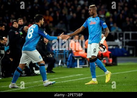 Giovanni Simeone de SSC Napoli remplace Victor Osimhen lors du match de football de la Ligue des Champions entre SSC Napoli et Eintracht Frankfurt à D. Banque D'Images