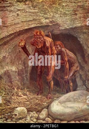 Ancêtre précoce de l'homme, c1937. Certains humains préhistoriques étaient des habitants de cavernes, mais la plupart ne l'étaient pas. Ces premiers habitants des grottes, et d'autres peuples préhistoriques, sont également appelés hommes des grottes. Banque D'Images