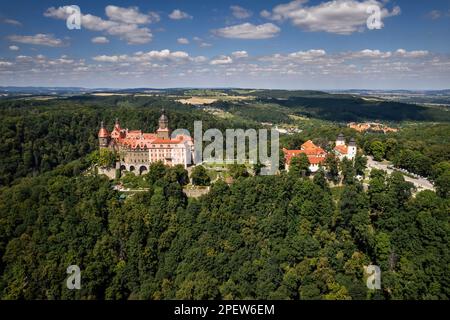 Photo aérienne du château de Ksiaz à Walbrzych, Pologne Banque D'Images