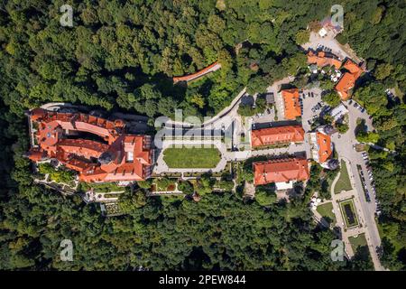 Photo aérienne du château de Ksiaz à Walbrzych, Pologne Banque D'Images