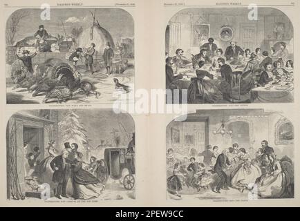 Jour de Thanksgiving - voies et moyens [en haut à gauche], publié en 1858 par Winslow Homer Banque D'Images