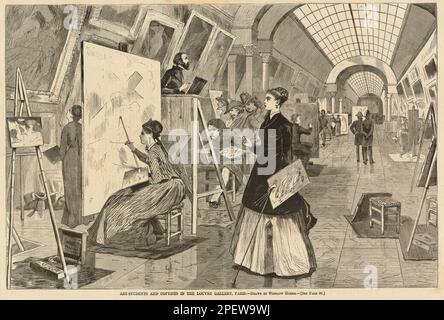 Étudiants en art et copyistes dans la Galerie du Louvre, Paris, publié en 1868 par Winslow Homer Banque D'Images