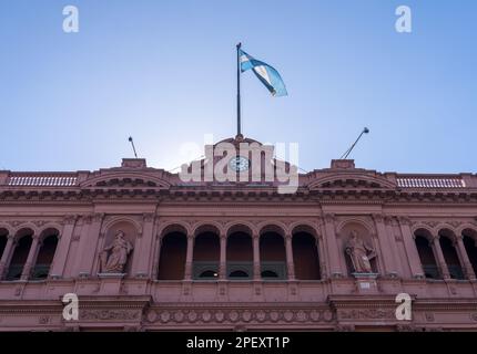 Bureau du Président de l'Argentine connu sous le nom de Casa Rosada à Buenos Aires, Plaza de Mayo Banque D'Images