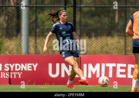 Sydney, Nouvelle-Galles du Sud, 21 février 2023 : Maria Mendez (14 Espagne) lors d'une séance d'entraînement de la coupe des nations au parc de football des Wanderers à Sydney, en Australie. (Llamas/SPP NOE) Banque D'Images